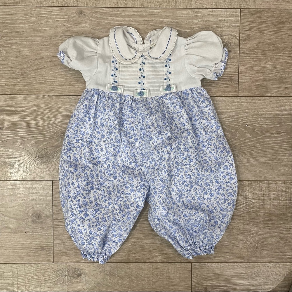 Floral Blue and White Kids Bodysuit